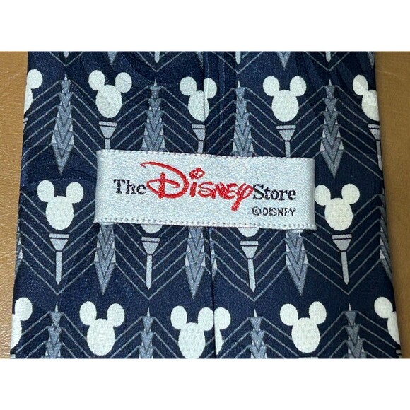 The Disney Store Golf Necktie Unisex Blue White Mickey Mouse 100% Silk Classic - Picture 3 of 8